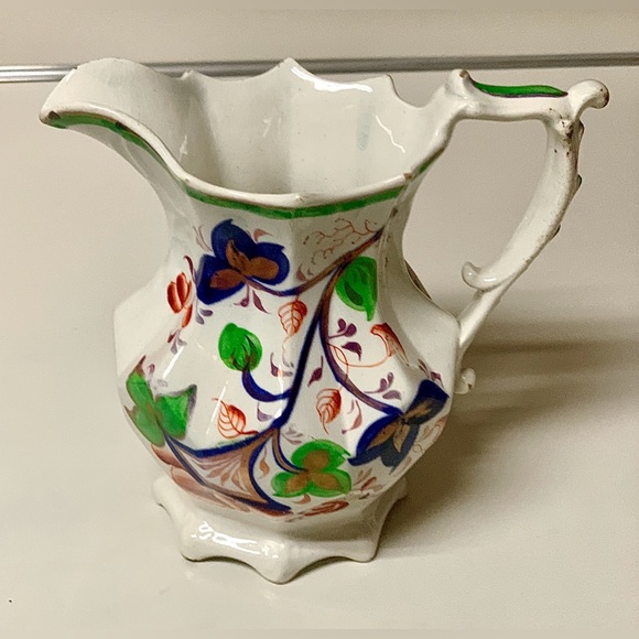 19th Century Gaudy Welsh Unrecorded Pattern Octagonal Footed Jug Handled Pitcher - Picture 16 of 16